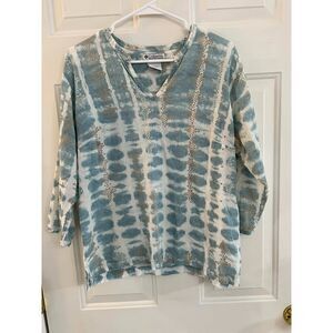 Columbia Womens 100% Cotton Top Blue Tie Dye XL Outdoors Lightweight Hiking